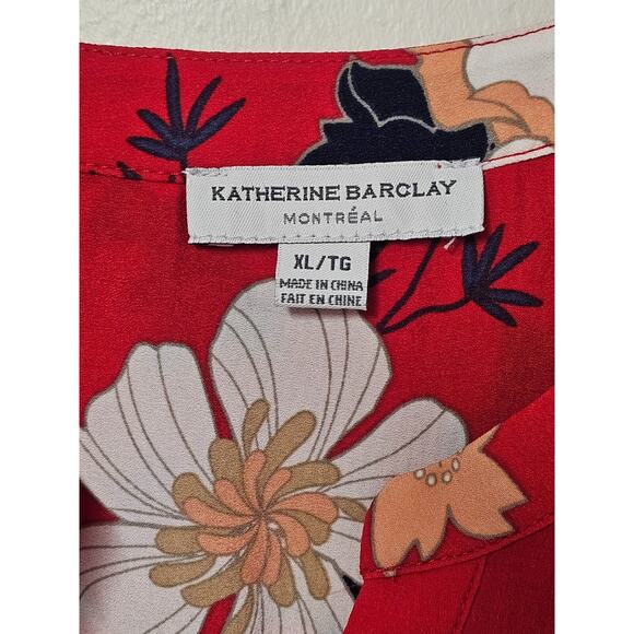 Katherine Barclay Floral Popover Blouse Size XL 3/4 Balloon Sleeves Artsy - Picture 6 of 8